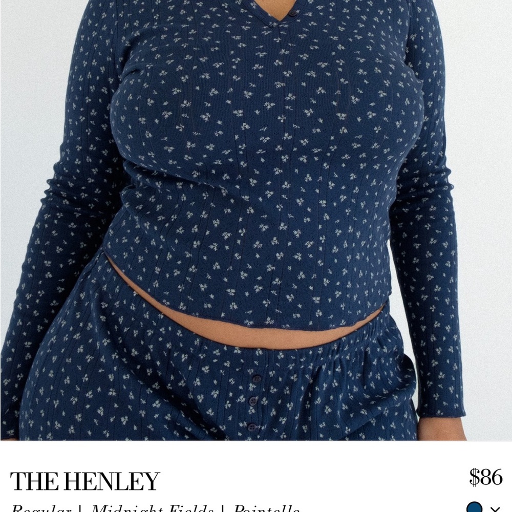 The Henley Midnight Blue Floral Long Sleeve Top